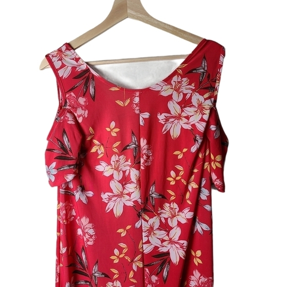 2 Dye 4 red yellow white floral maxi long flared dress - Picture 11 of 16